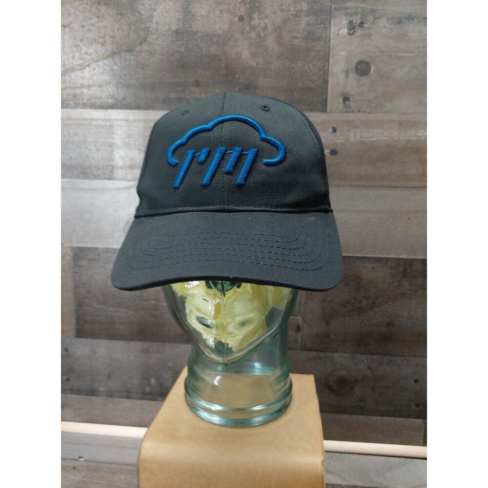 Rainmakers Black With Blue Storm Cloud And Rain Logo Hook N Loop Hat